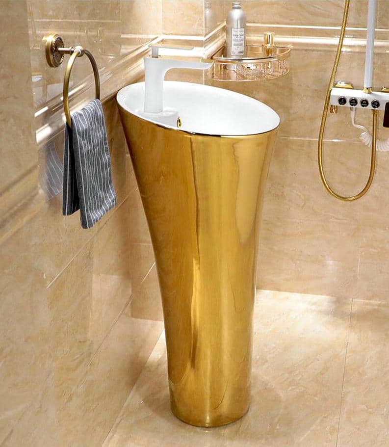 Plain Gold Pedestal Basin  -  Gold Bathroom Basins / Sinks