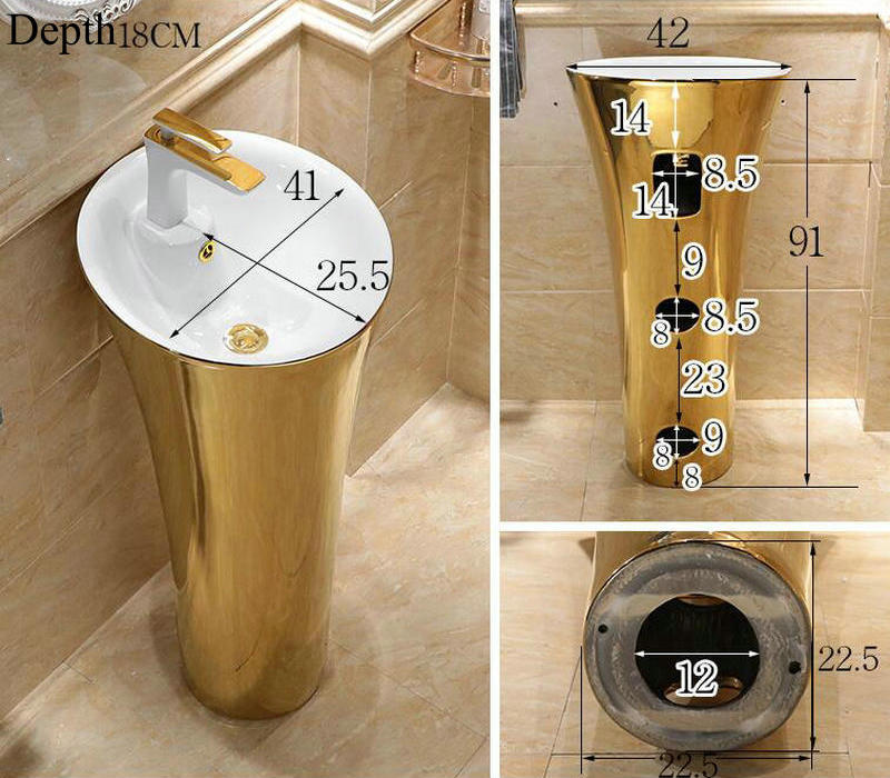 Plain Gold Pedestal Basin  -  Gold Bathroom Basins / Sinks