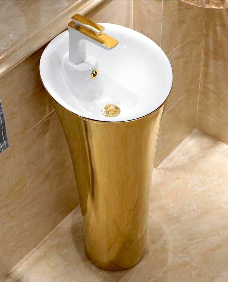 Plain Gold Pedestal Basin  -  Gold Bathroom Basins / Sinks