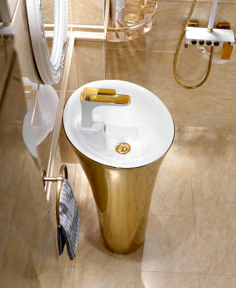Plain Gold Pedestal Basin  -  Gold Bathroom Basins / Sinks