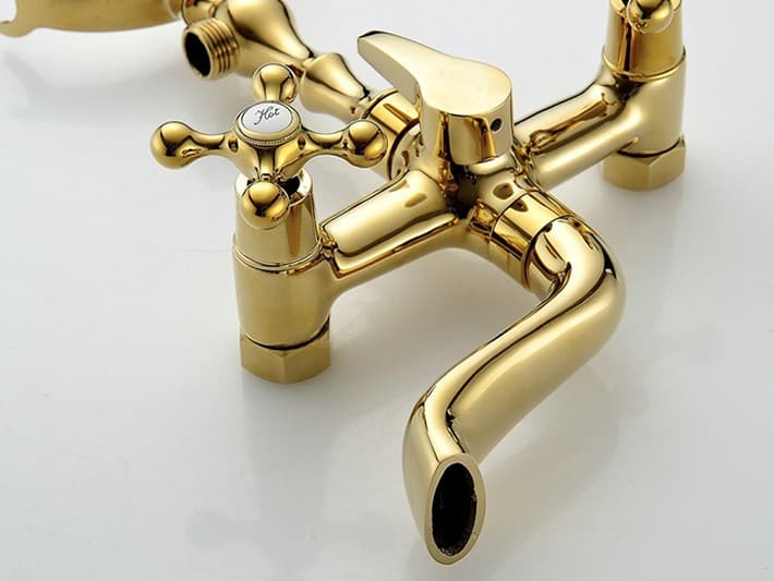 Retro Gold Bathtub Faucet & Shower Set  -  Shower Sets & Bathtub Faucets