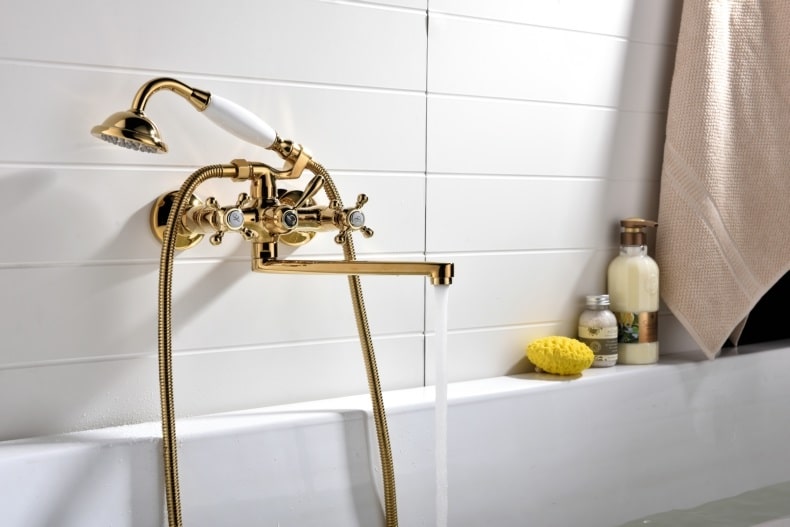 Gold Bathtub Faucet & Shower Set  -  Shower Sets & Bathtub Faucets
