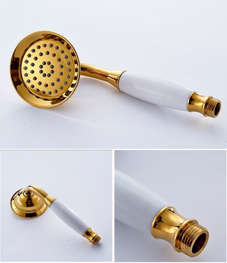 Retro Gold Bathroom Shower Set With Diamonds  -  Shower Sets & Bathtub Faucets