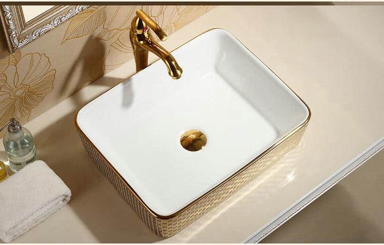 Rectangular Mosaic Gold Bathroom Basin  -  Gold Bathroom Basins / Sinks