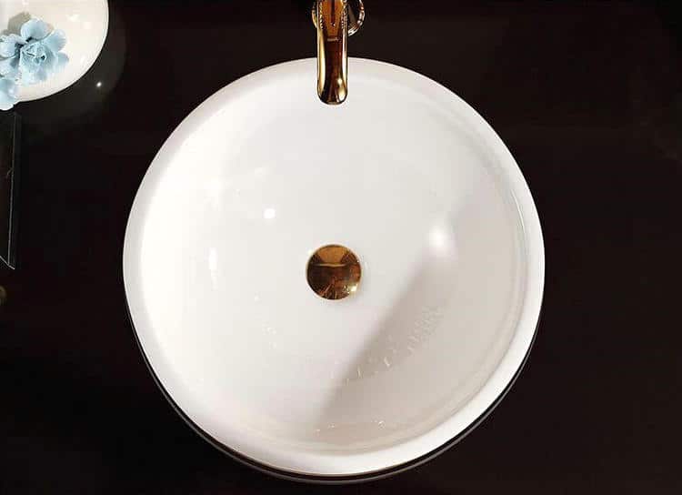 Gold Bathroom Basin With Diamond Pattern, Round  -  Gold Bathroom Basins / Sinks