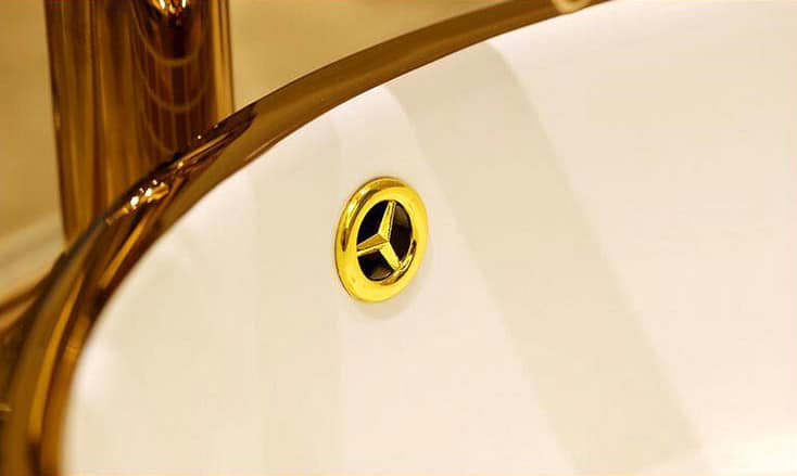 Round Mosaic Gold Bathroom Basin  -  Gold Bathroom Basins / Sinks