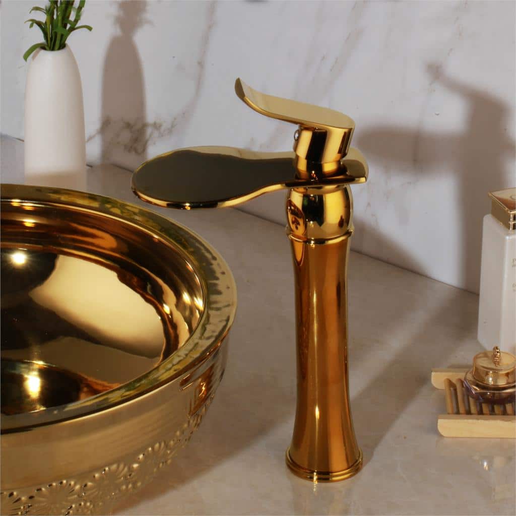 Modern Gold Bathroom Waterfall Faucet  -  Gold Water Taps & Faucets
