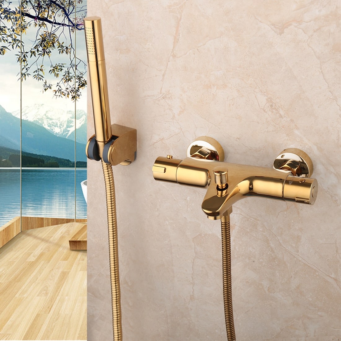 Simple Modern Gold Shower Set  -  Shower Sets & Bathtub Faucets
