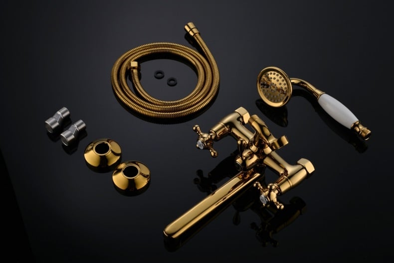 Gold Bathtub Faucet & Shower Set  -  Shower Sets & Bathtub Faucets