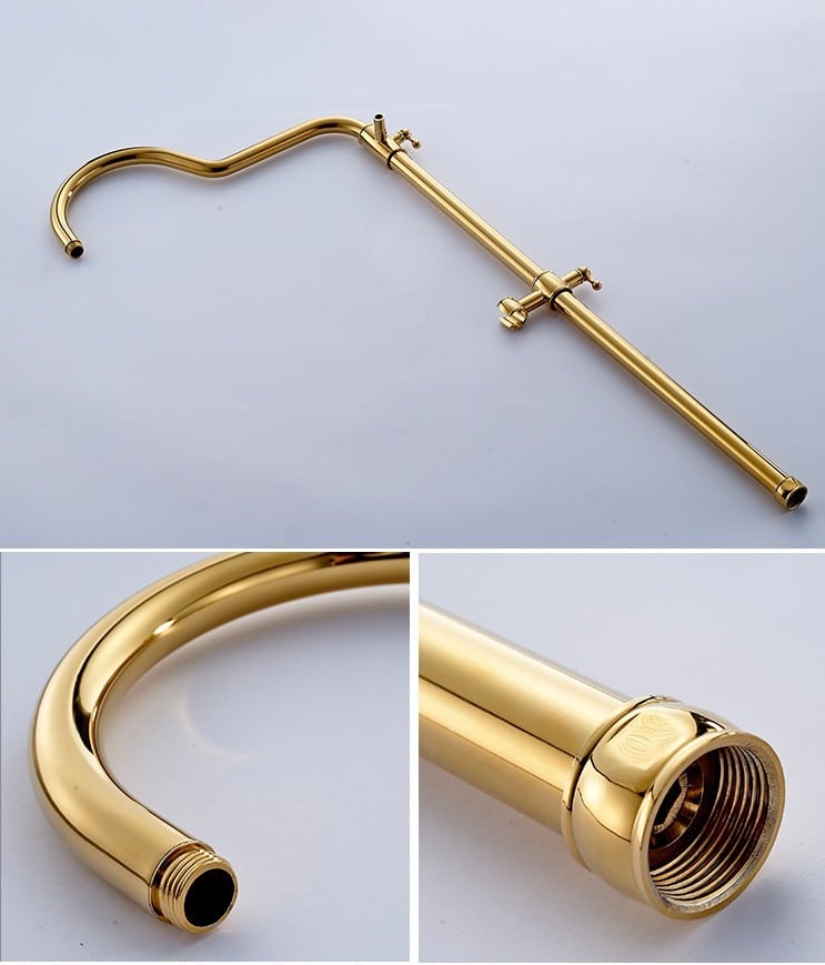 Retro Gold Bathroom Shower Set With Diamonds  -  Shower Sets & Bathtub Faucets