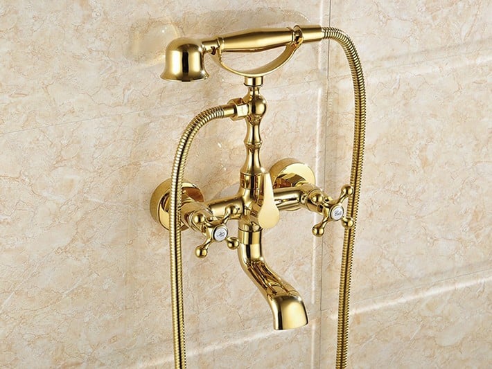 Retro Gold Bathtub Faucet & Shower Set  -  Shower Sets & Bathtub Faucets