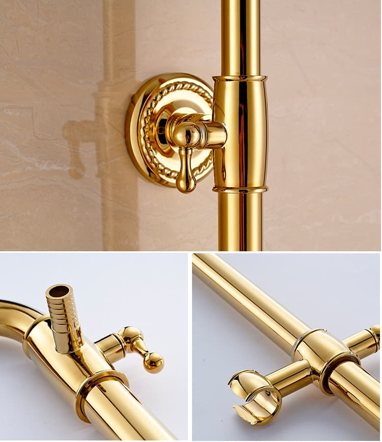 Retro Gold Bathroom Shower Set With Diamonds  -  Shower Sets & Bathtub Faucets