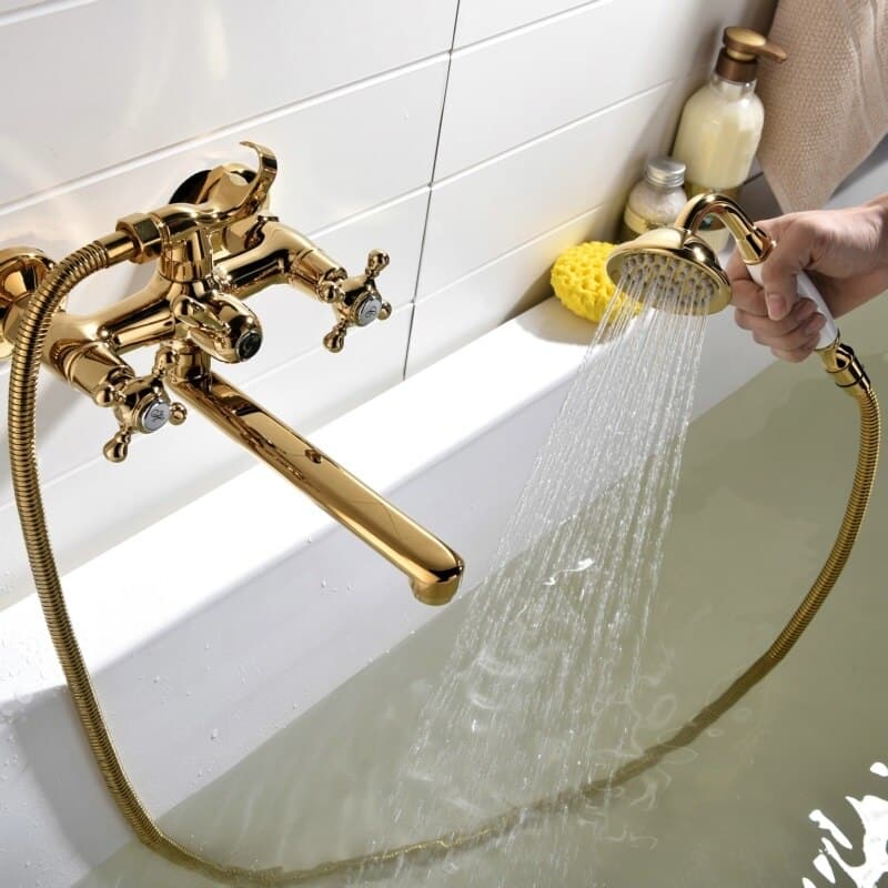 Gold Bathtub Faucet & Shower Set  -  Shower Sets & Bathtub Faucets