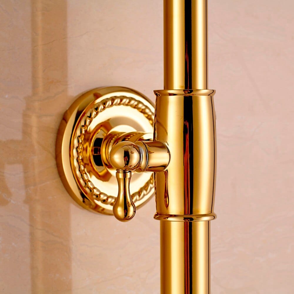 Retro Gold Bathroom Shower Set With Diamonds  -  Shower Sets & Bathtub Faucets