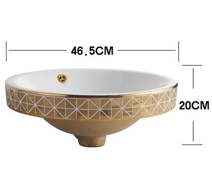 Gold Bathroom Basin With Diamond Pattern, Round  -  Gold Bathroom Basins / Sinks