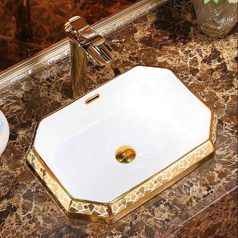Angular Mosaic Gold Bathroom Basin  -  Gold Bathroom Basins / Sinks