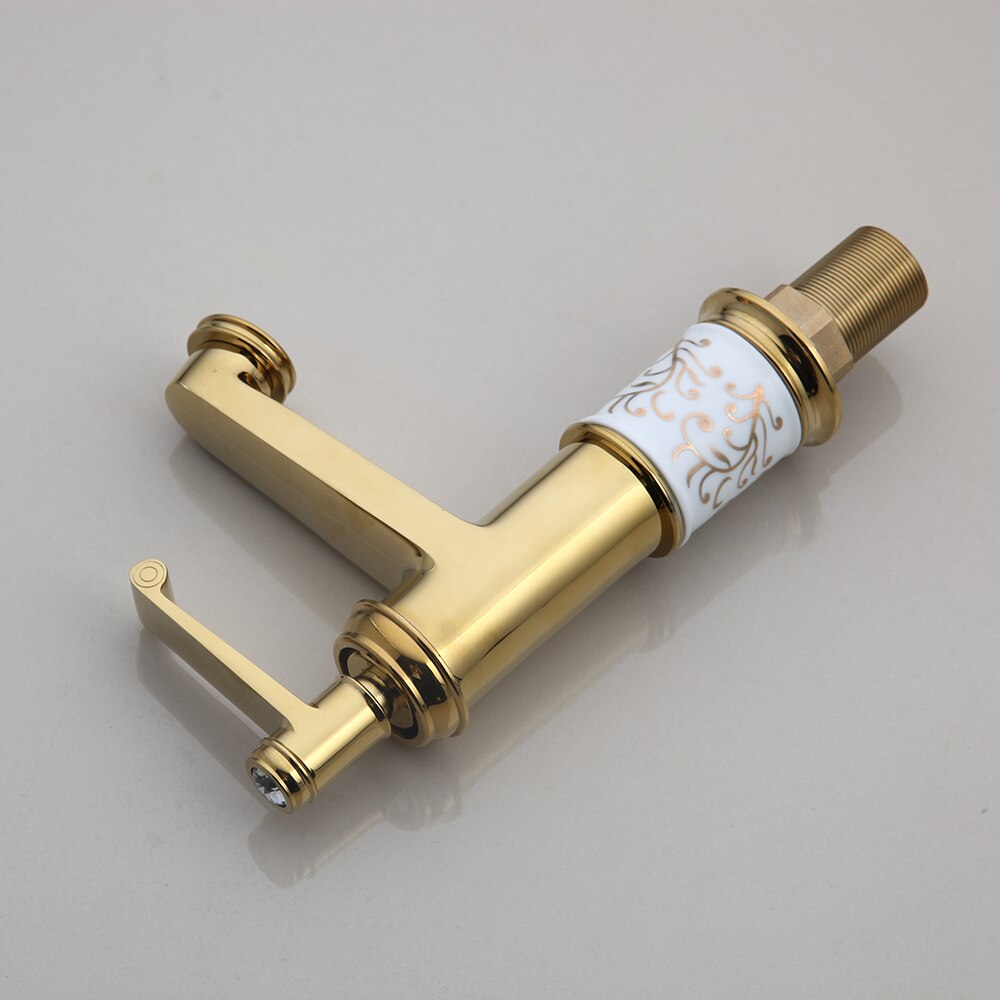 Modern Gold Basin Faucet With Diamond Handle  -  Gold Water Taps & Faucets