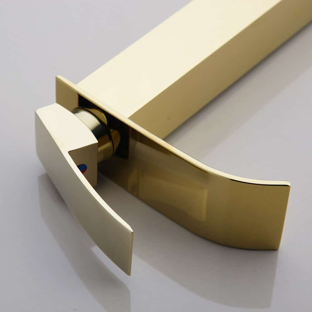 Angular Gold Waterfall Bathroom Faucet  -  Gold Water Taps & Faucets