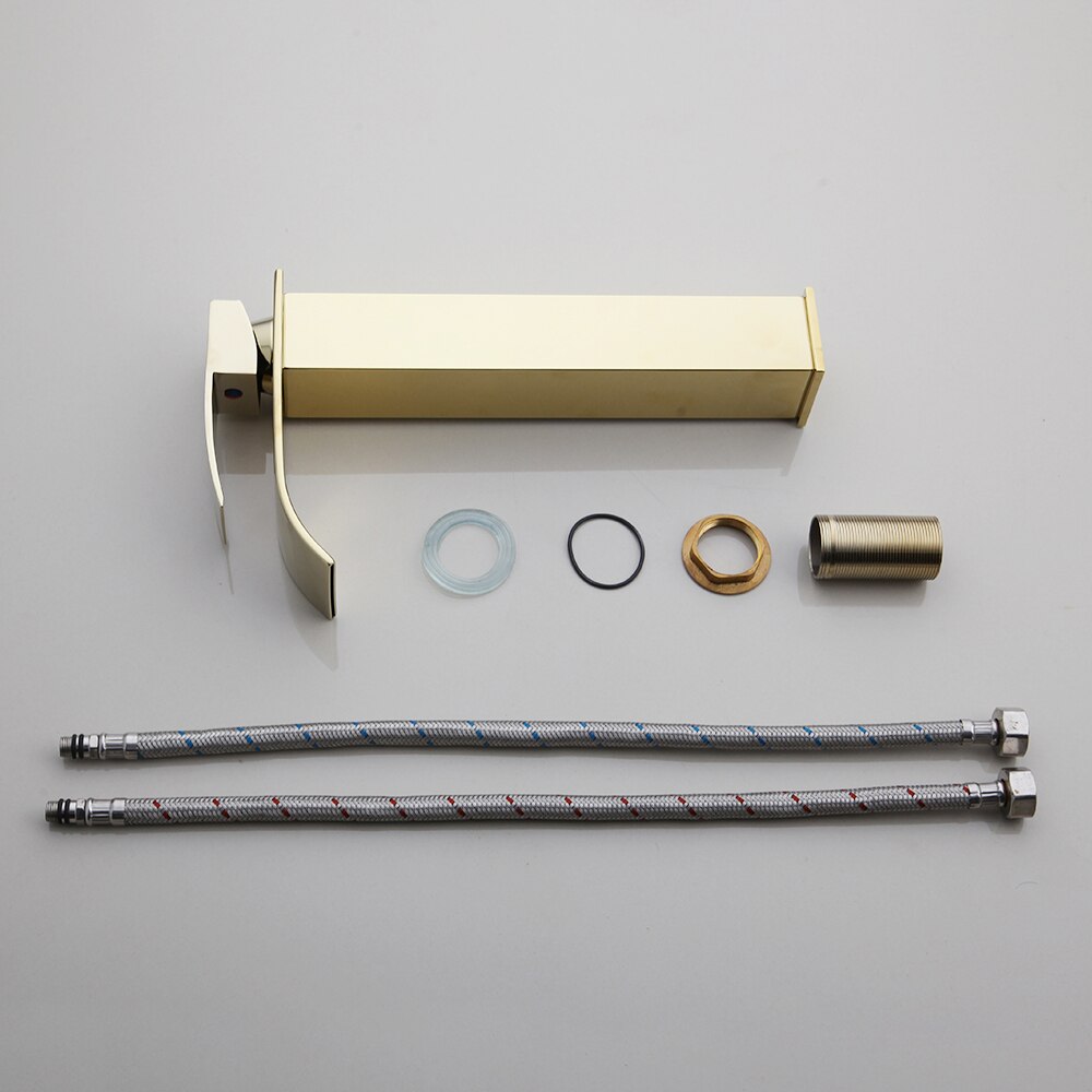 Angular Gold Waterfall Bathroom Faucet  -  Gold Water Taps & Faucets