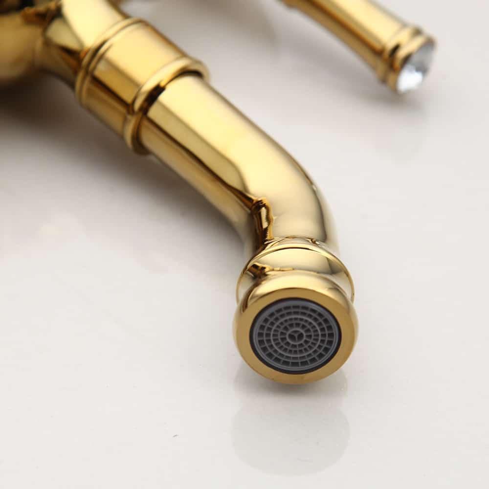 Gold Bathroom Basin Faucet With Diamond Handle (Tall)  -  Gold Water Taps & Faucets