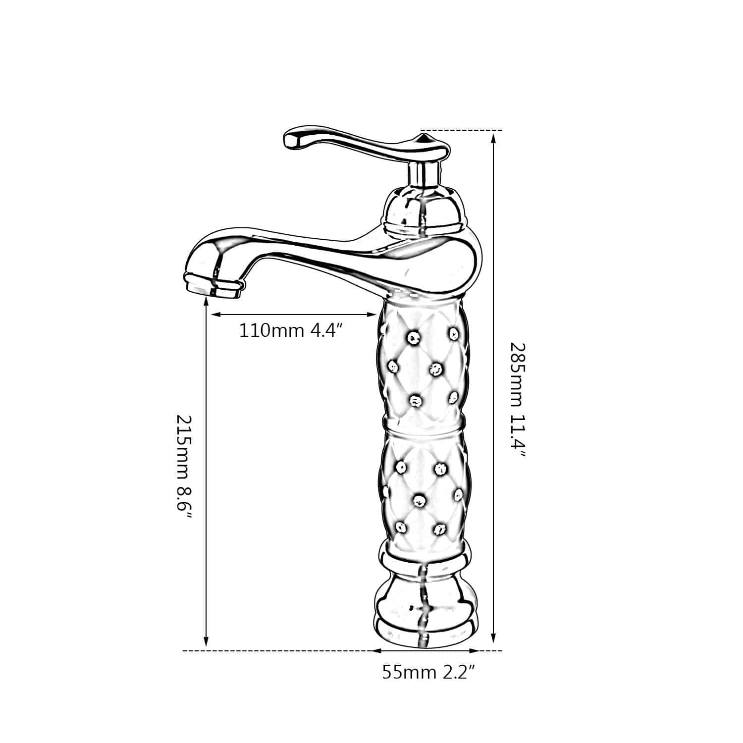 Gold Bathroom Basin Faucet With Diamonds  -  Gold Water Taps & Faucets