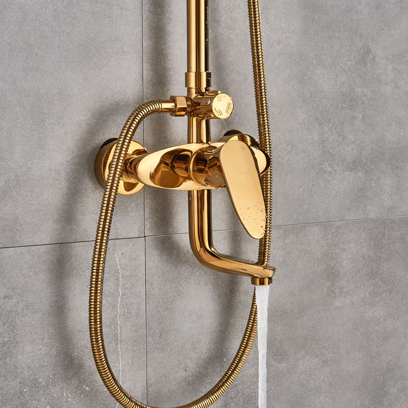 Exclusive Luxury Gold Bathroom Shower Set  -  Shower Sets & Bathtub Faucets