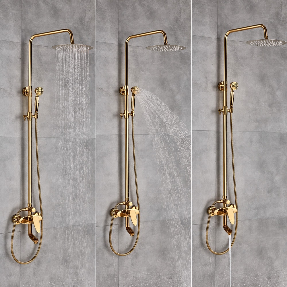 Exclusive Luxury Gold Bathroom Shower Set  -  Shower Sets & Bathtub Faucets
