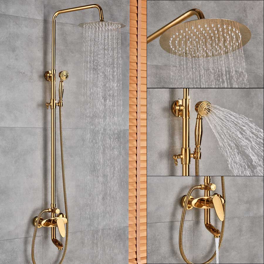 Exclusive Luxury Gold Bathroom Shower Set  -  Shower Sets & Bathtub Faucets