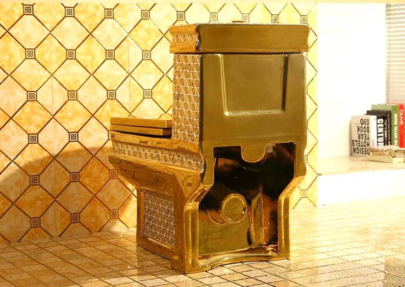 Royal Gold Toilet With Diamonds Pattern  -  Gold Toilets