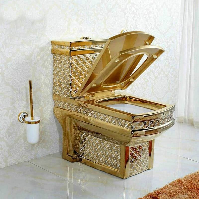 Royal Gold Toilet With Diamonds Pattern  -  Gold Toilets
