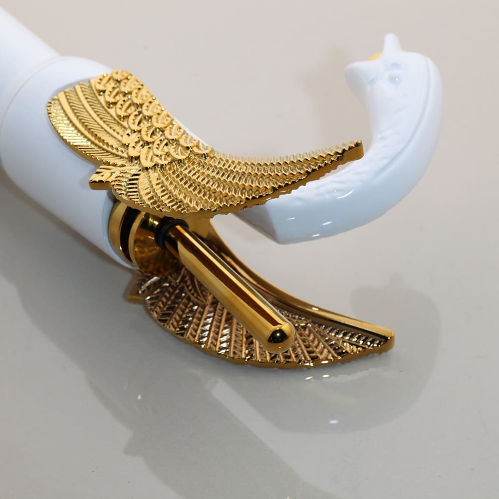 White & Gold Swan Faucet  -  Gold Water Taps & Faucets