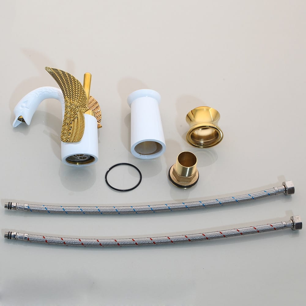 White & Gold Swan Faucet  -  Gold Water Taps & Faucets