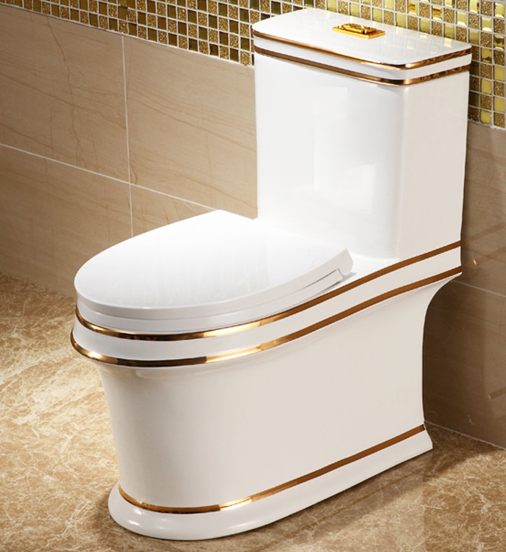 Luxury Toilet With Gold Lines  -  Gold Toilets