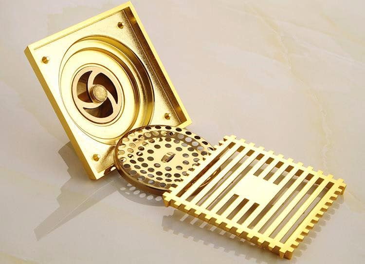 Classic Gold Bathroom Floor Drain  -  Gold Floor Drains