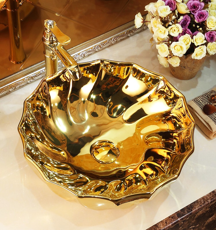 Elegant Gold Bathroom Basin  -  Gold Bathroom Basins / Sinks
