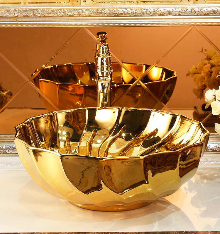 Elegant Gold Bathroom Basin  -  Gold Bathroom Basins / Sinks