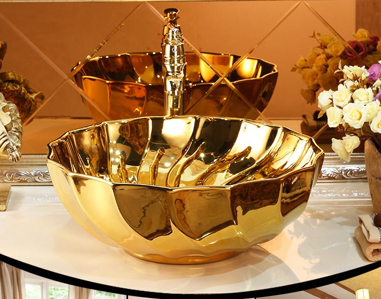 Elegant Gold Bathroom Basin  -  Gold Bathroom Basins / Sinks