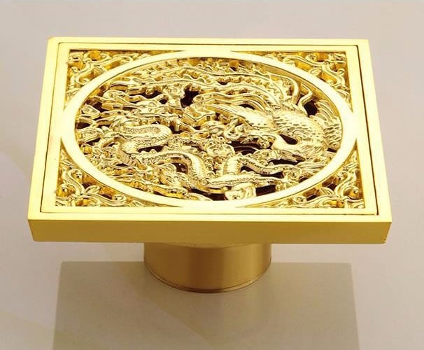 Gold Bathroom Floor Drain – Dragon  -  Gold Floor Drains