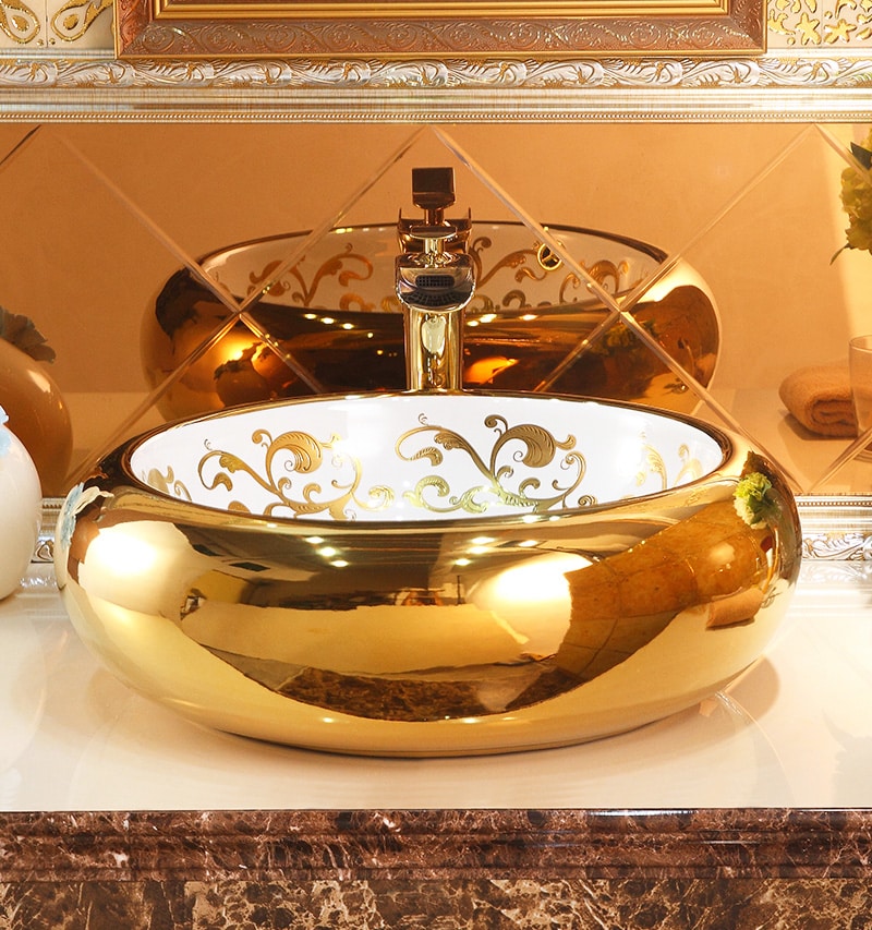 Luxury Round Gold Bathroom Basin  -  Gold Bathroom Basins / Sinks