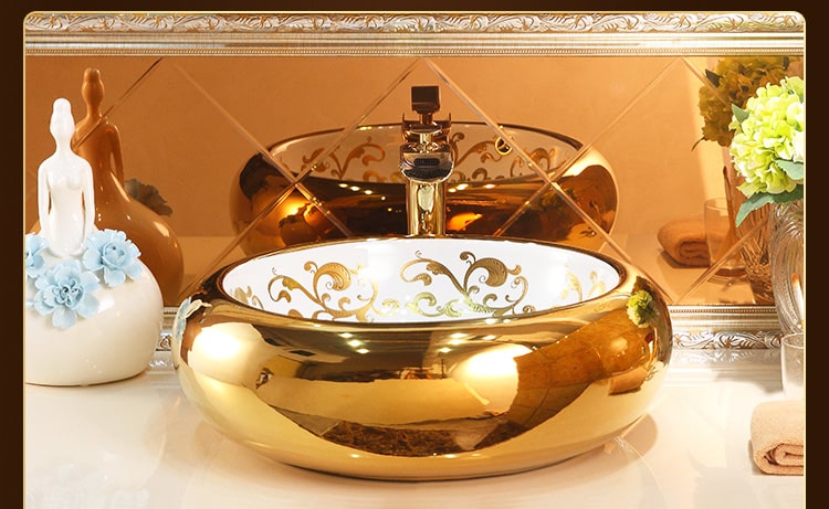 Luxury Round Gold Bathroom Basin  -  Gold Bathroom Basins / Sinks