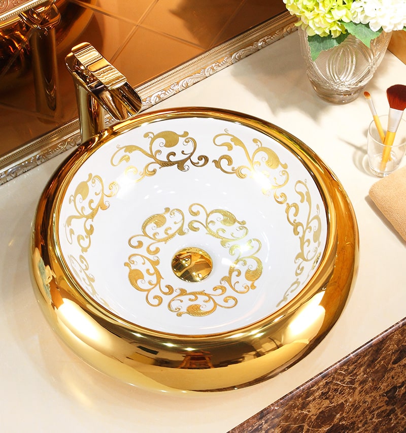 Luxury Round Gold Bathroom Basin  -  Gold Bathroom Basins / Sinks