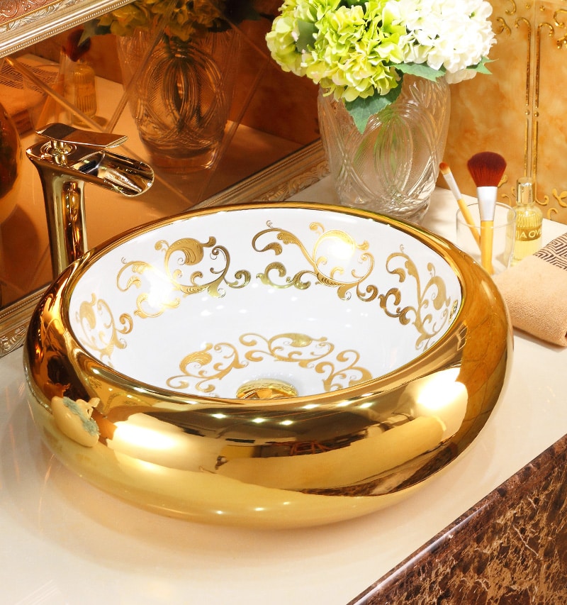 Luxury Round Gold Bathroom Basin  -  Gold Bathroom Basins / Sinks