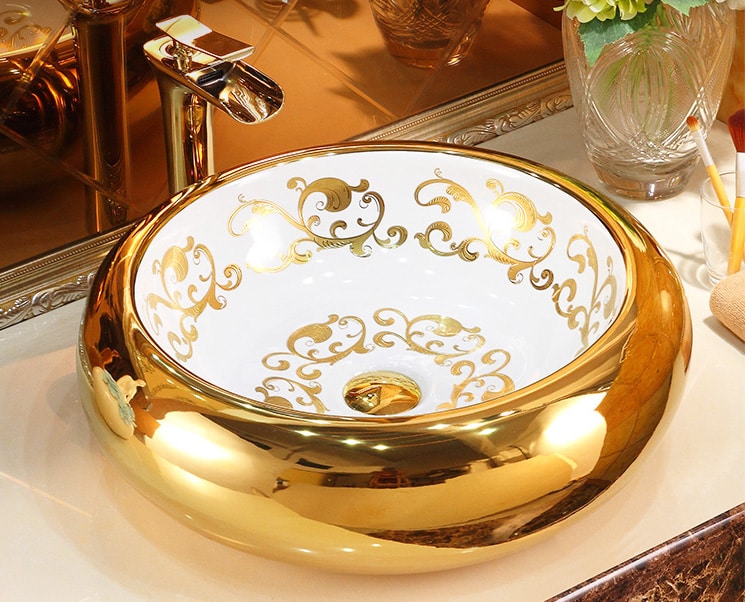 Luxury Round Gold Bathroom Basin  -  Gold Bathroom Basins / Sinks