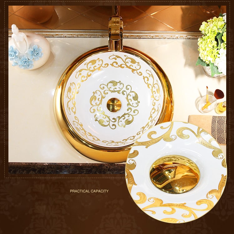 Luxury Round Gold Bathroom Basin  -  Gold Bathroom Basins / Sinks