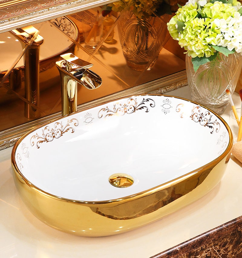 Luxury Oval Gold Bathroom Basin  -  Gold Bathroom Basins / Sinks