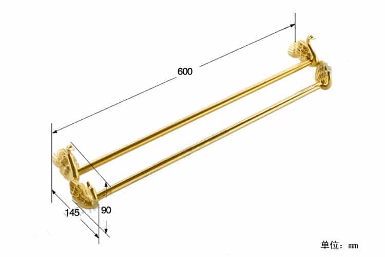 Gold Swan Double Towel Bar  -  Bathroom Accessories