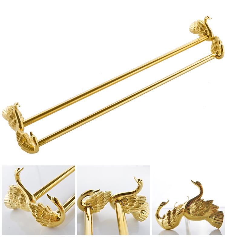 Gold Swan Double Towel Bar  -  Bathroom Accessories
