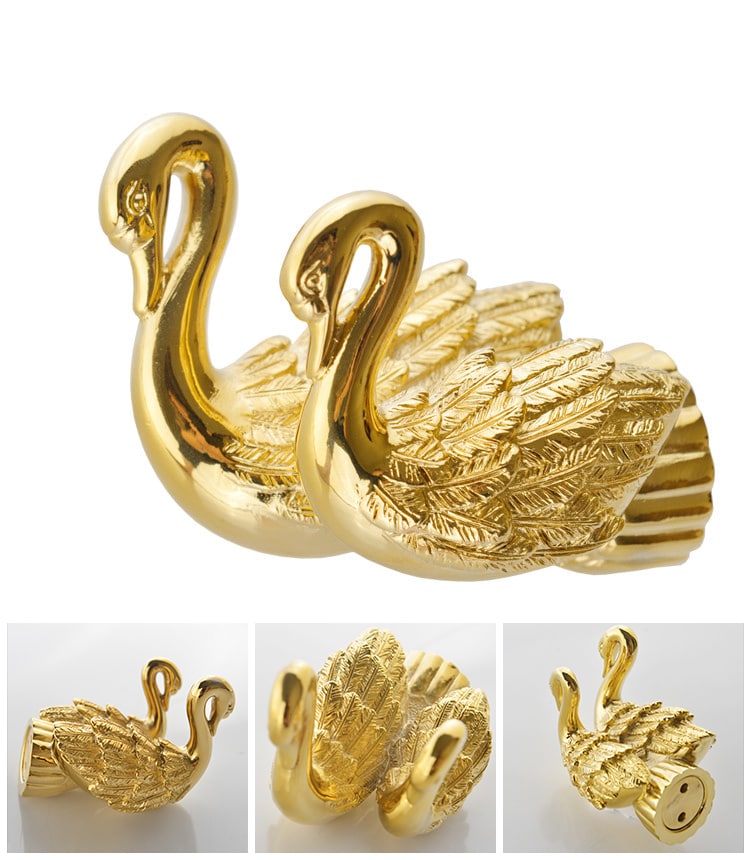 Gold Swan Double Robe Hook  -  Bathroom Accessories