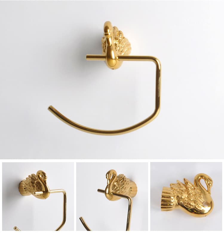 Gold Swan Towel Ring  -  Bathroom Accessories