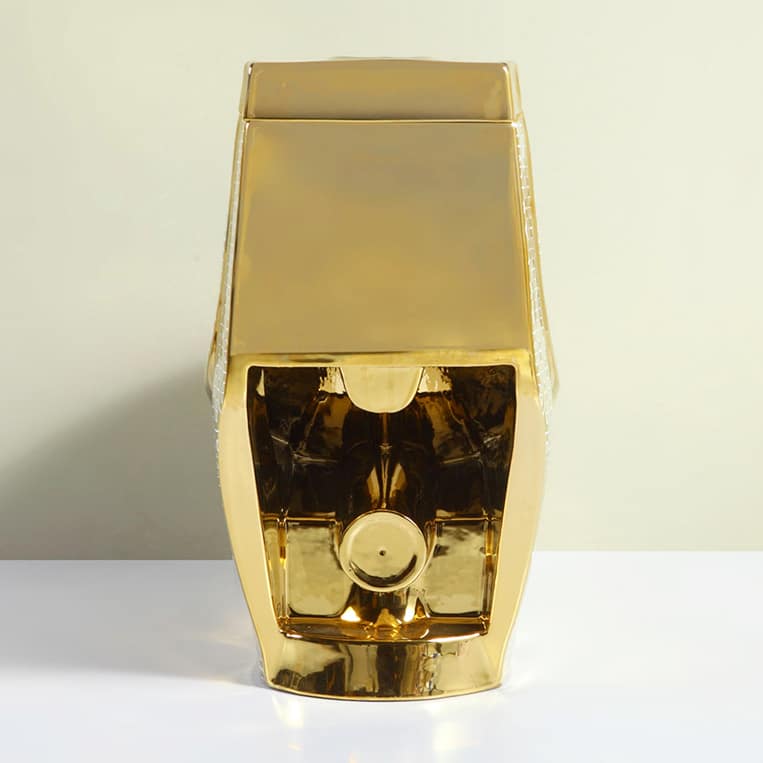 Compact Gold Toilet With White Hexagon Pattern  -  Gold Toilets